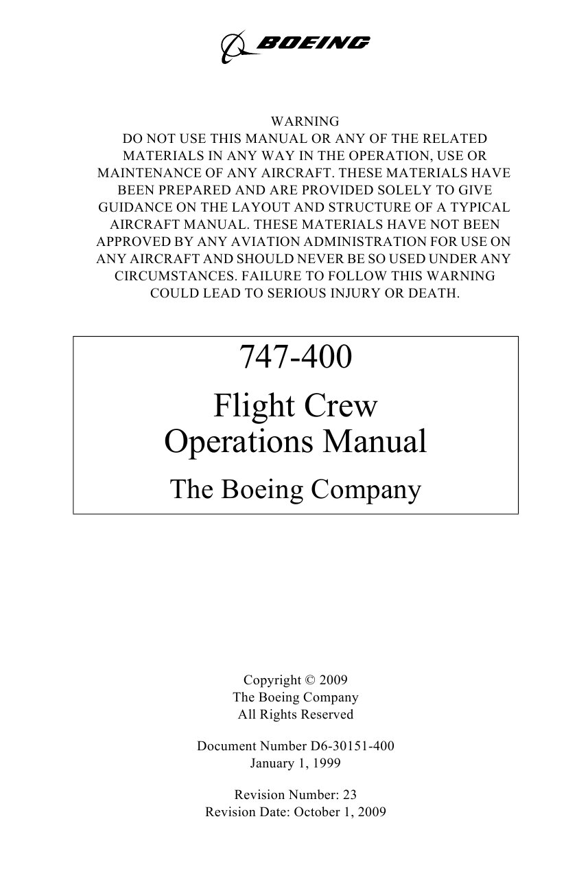747-400 Flight Crew Operations Manual