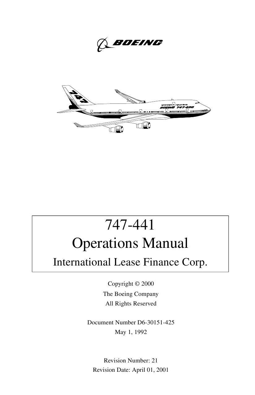 Обложка книги Boeing 747-400 Operations Manual (Boeing)