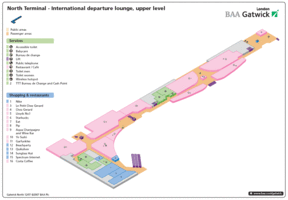 Северный терминал аэропорта Гатвик — зона международных вылетов (верхний уровень)